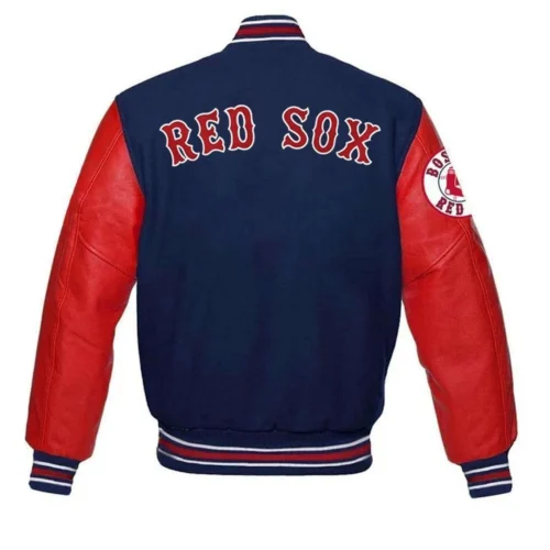 Alternative view of Boston Red Sox Letterman Blue/Red Wool & Leather Varsity Jacket