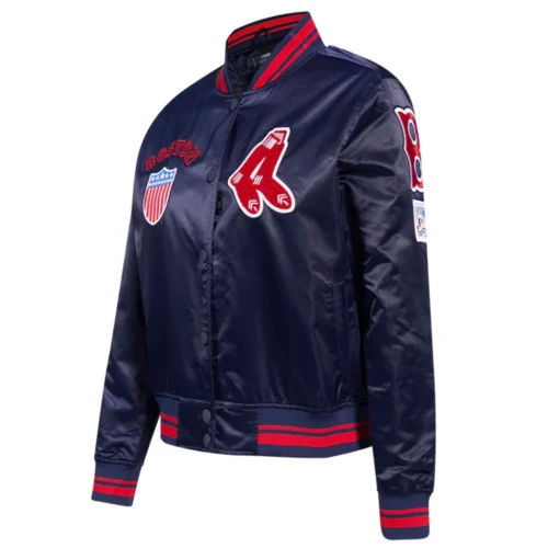 Alternative view of Boston Red Sox Retro Classic Women's Full-Snap Satin Varsity Jacket