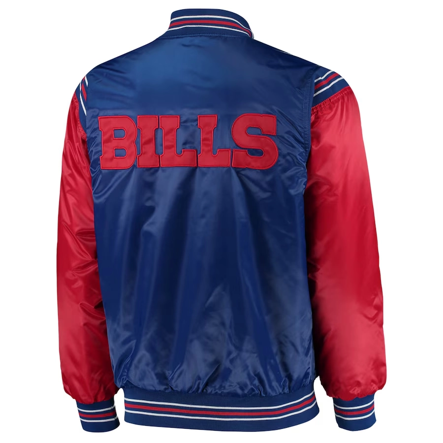 Buffalo Bills The Enforcer Satin Blue/Red Varsity Jacket - Image 2