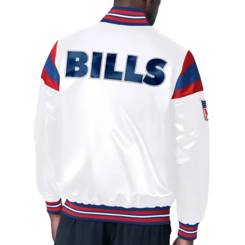 Alternative view of Buffalo Bills Full-Snap Satin Varsity White Jacket