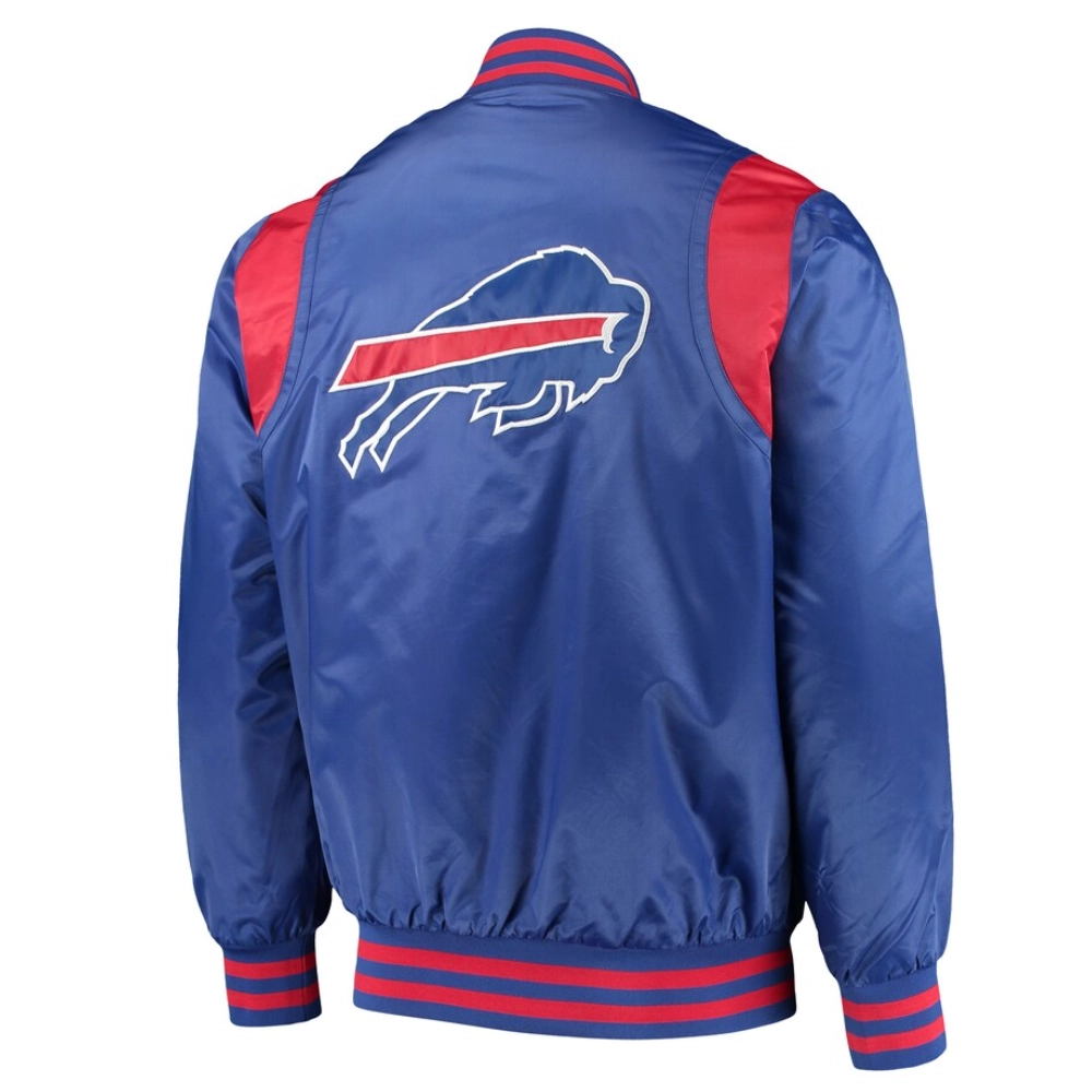 Buffalo Bills Prime Time Full-Snap Blue Satin Varsity Jacket - Image 2