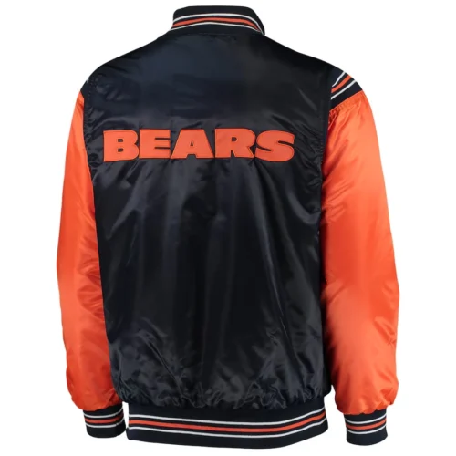 Alternative view of Chicago Bears The Enforcer  Satin Navy/Orange Varsity Jacket