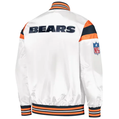 Alternative view of Chicago Bears Full-Snap Satin White Varsity Jacket