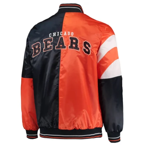 Alternative view of Chicago Bears Leader Satin Varsity Orange/Black Jacket
