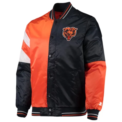Chicago Bears Leader Satin Varsity Orange/Black Jacket