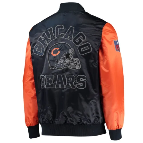 Alternative view of Chicago Bears Locker Room Throwback Satin Navy/Orange Varsity Jacket