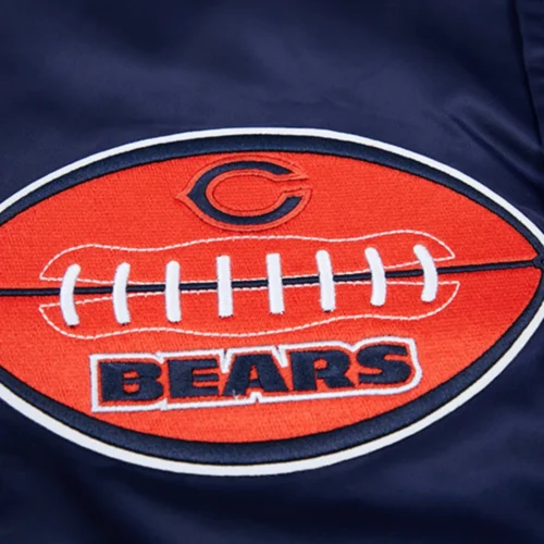 Chicago Bears Old English Full-Snap Satin Navy Varsity Jacket - Image 6