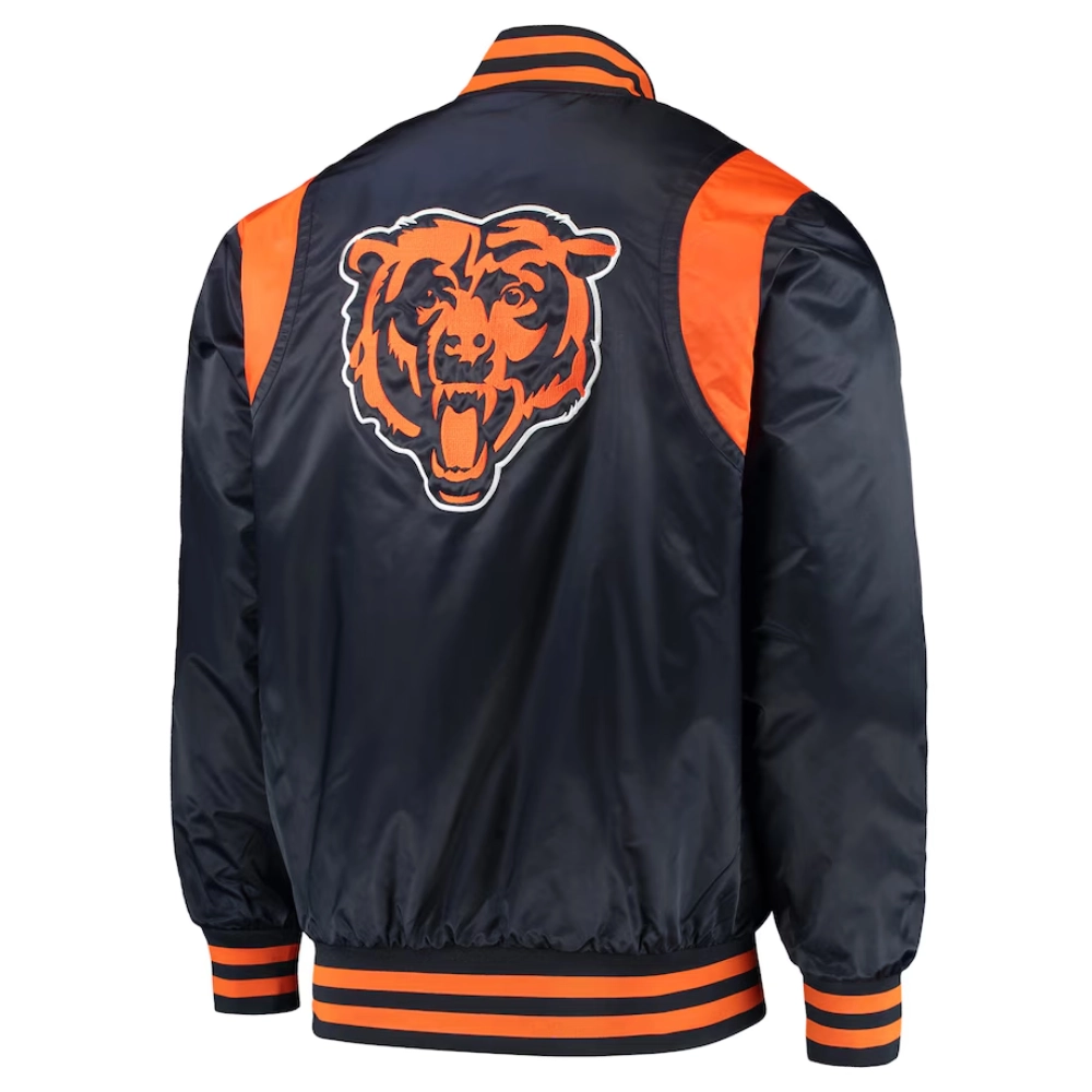Chicago Bears Prime Time Full-Snap Satin Navy Varsity Jacket - Image 2