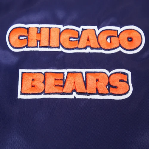 Chicago Bears Retro Classic Full-Snap Satin Navy Varsity Jacket - Image 5