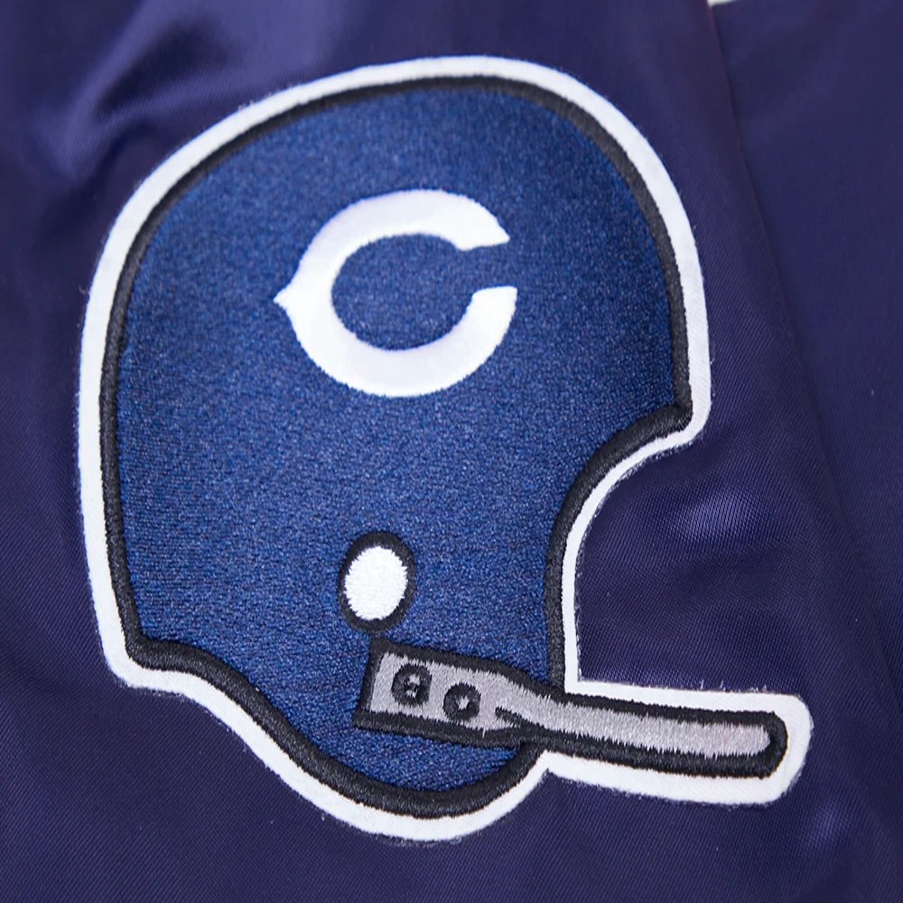 Chicago Bears Retro Classic Full-Snap Satin Navy Varsity Jacket - Image 7