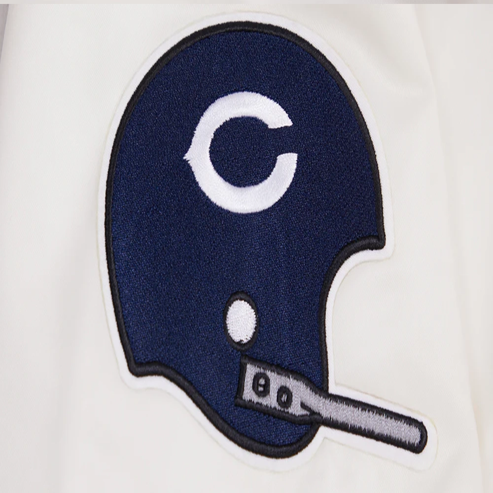 Chicago Bears Retro Classic Full-Snap Satin White Varsity Jacket - Image 7