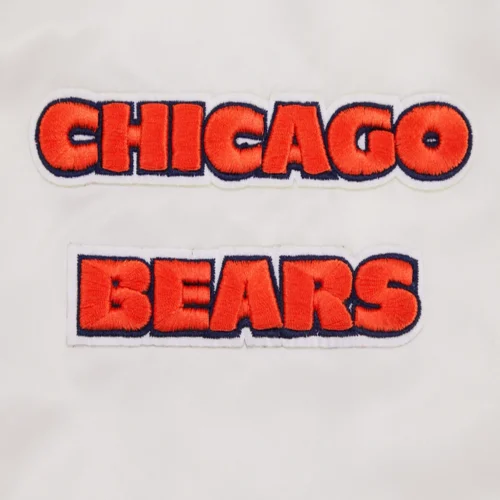 Chicago Bears Retro Classic Full-Snap Satin White Varsity Jacket - Image 5