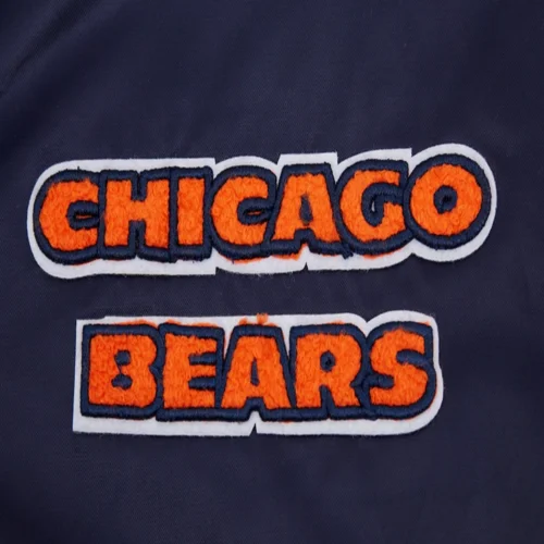 Chicago Bears Retro Classic Women's Satin Navy Varsity Jacket - Image 5