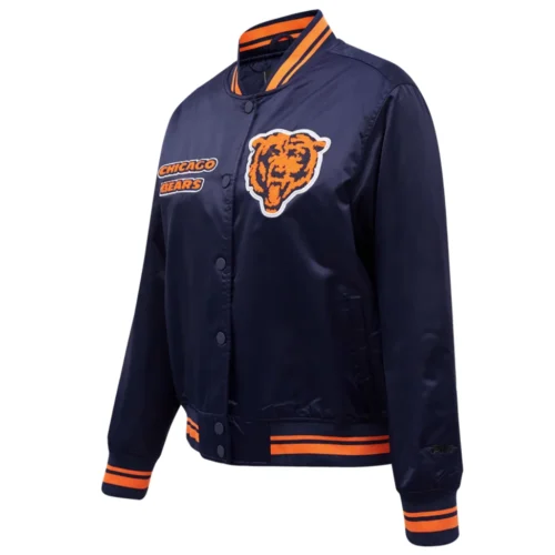 Alternative view of Chicago Bears Retro Classic Women's Satin Navy Varsity Jacket