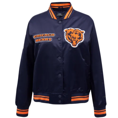Chicago Bears Retro Classic Women's Satin Navy Varsity Jacket