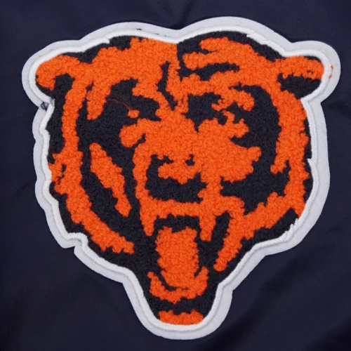 Chicago Bears Retro Classic Women's Satin Navy Varsity Jacket - Image 6