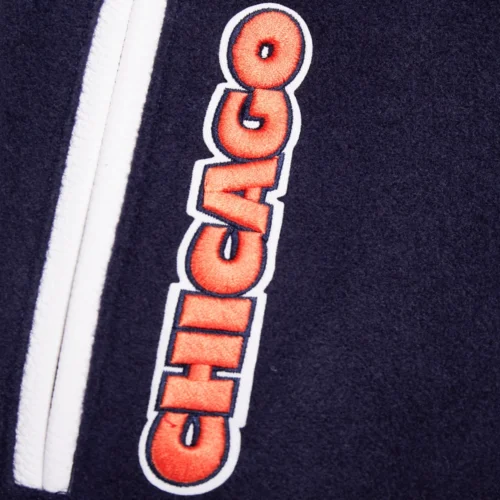 Chicago Bears Retro Classic Women's Wool & Leather Navy/White Varsity Jacket - Image 5