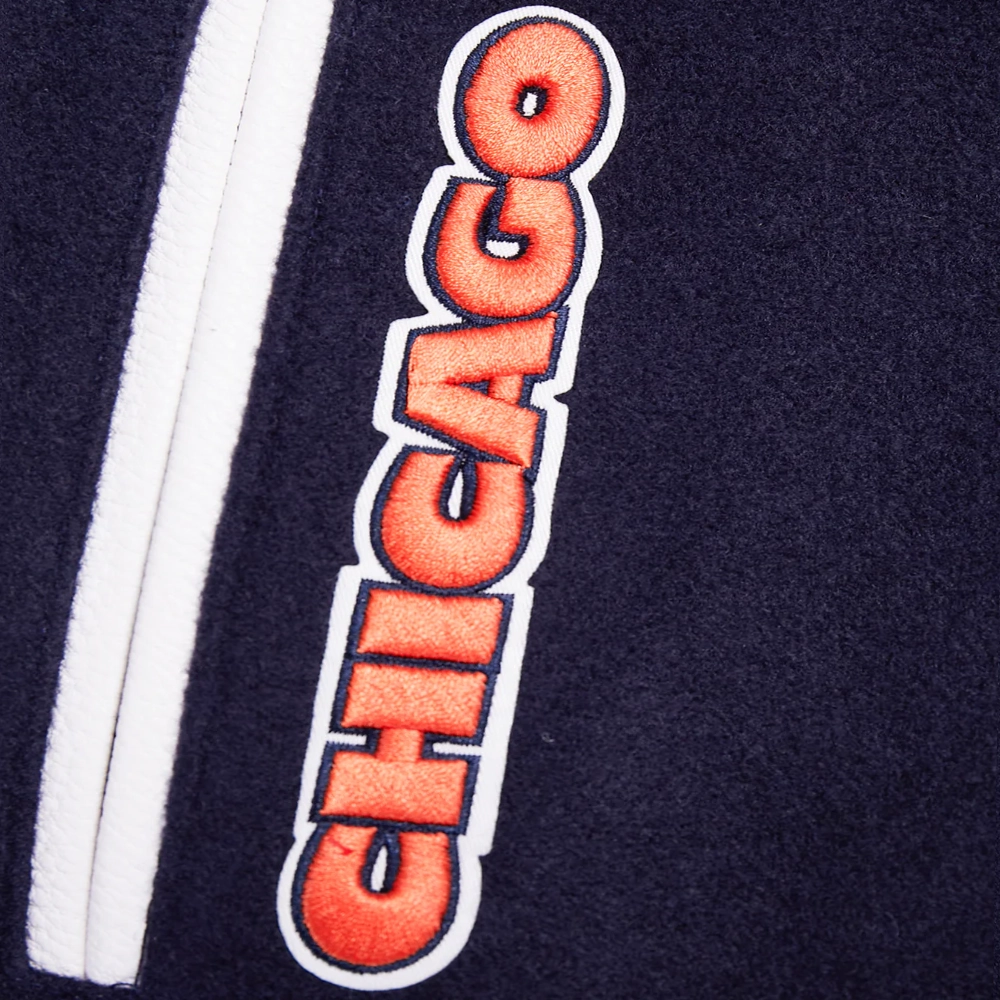 Chicago Bears Retro Classic Women's Wool & Leather Navy/White Varsity Jacket - Image 5