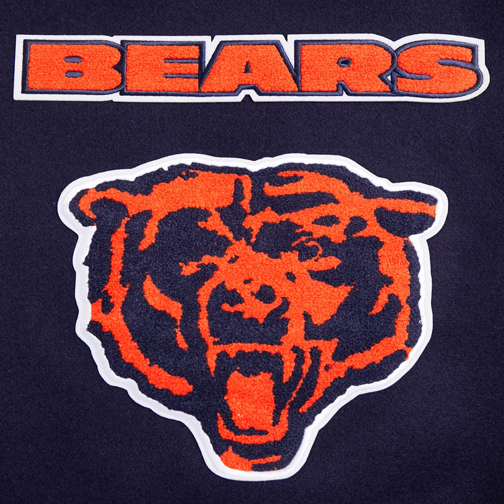Chicago Bears Retro Classic Women's Wool & Leather Navy/White Varsity Jacket - Image 4