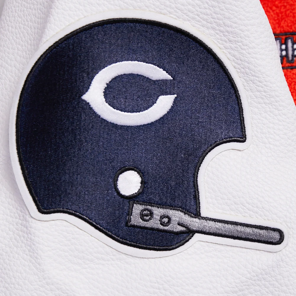 Chicago Bears Retro Classic Women's Wool & Leather Navy/White Varsity Jacket - Image 8