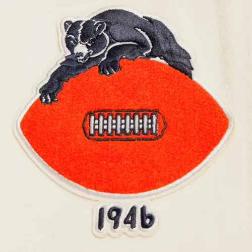 Chicago Bears Retro Classic Women's Wool & Leather White/Black Varsity Jacket - Image 7