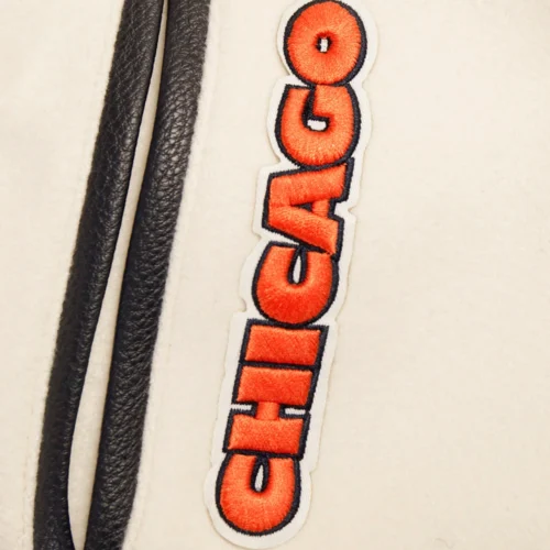 Chicago Bears Retro Classic Women's Wool & Leather White/Black Varsity Jacket - Image 6