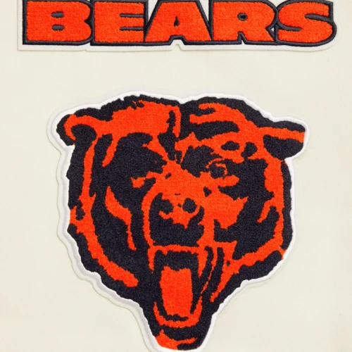 Chicago Bears Retro Classic Women's Wool & Leather White/Black Varsity Jacket - Image 5