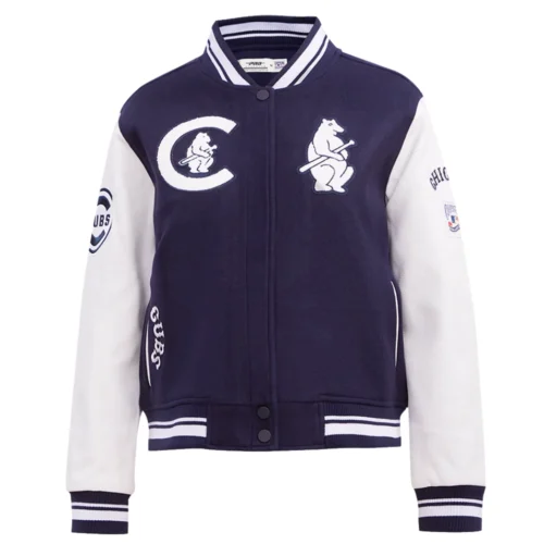 Chicago Cubs Retro Classic Women's Wool & Leather Varsity Navy/White Jacket