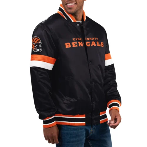 Cincinnati Bengals Home Game Full-Snap Satin Black Varsity Jacket