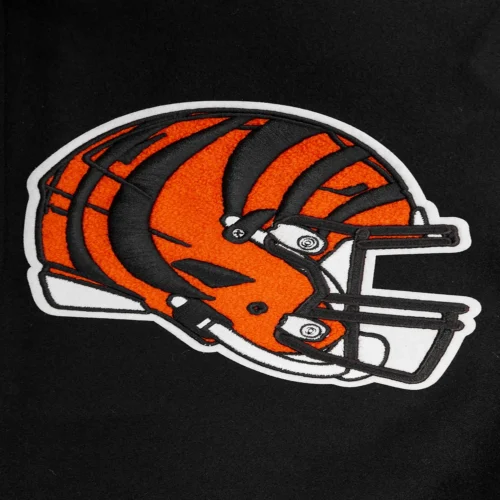 Cincinnati Bengals Mashup Rib Knitted Wool & Leather Varsity Black Jacket - Image 5