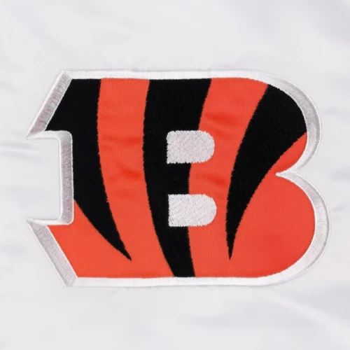 Cincinnati Bengals Pitch Full-Snap Satin White/Black Varsity Jacket - Image 3