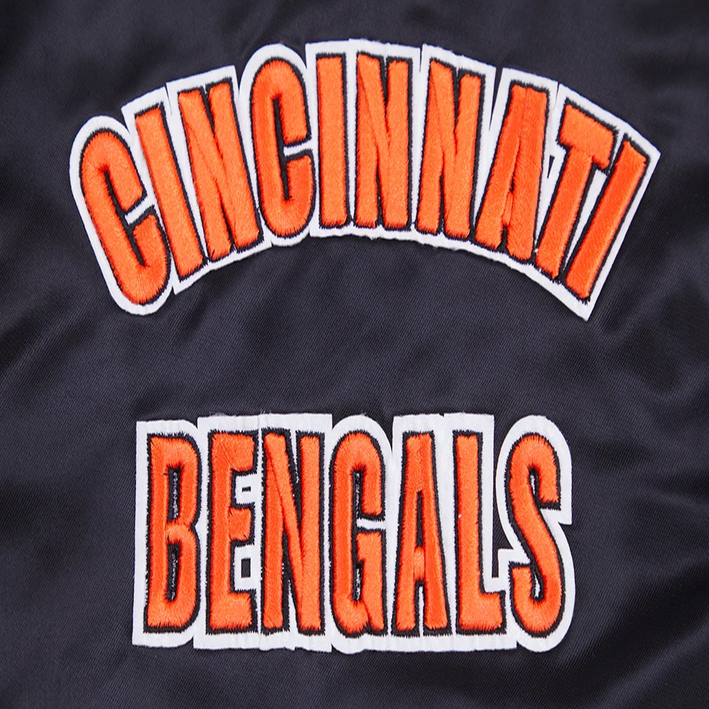 Cincinnati Bengals Retro Classic Full-Snap Satin Black Varsity Jacket - Image 6