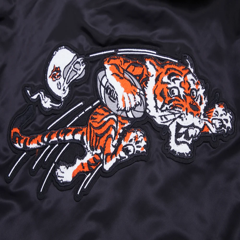 Cincinnati Bengals Retro Classic Full-Snap Satin Black Varsity Jacket - Image 5
