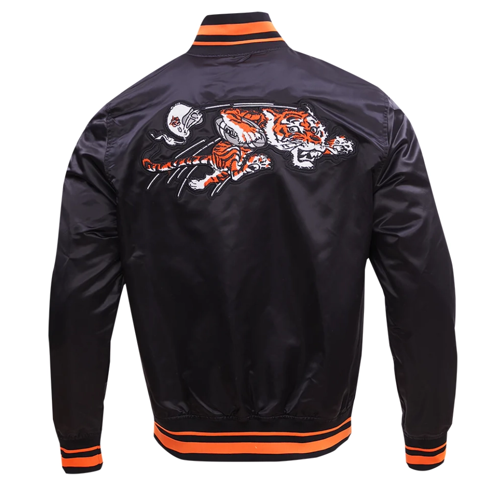 Cincinnati Bengals Retro Classic Full-Snap Satin Black Varsity Jacket - Image 4