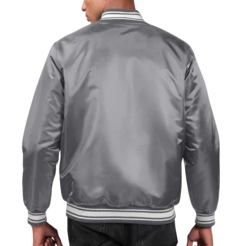 Cleveland Browns Locker Room Full-Snap Satin Gray Varsity Jacket - Image 5