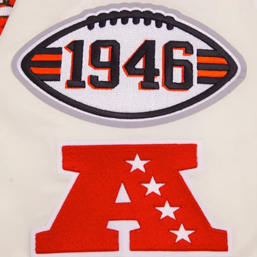 Cleveland Browns Retro Classic Full-Snap Satin White Varsity Jacket - Image 5