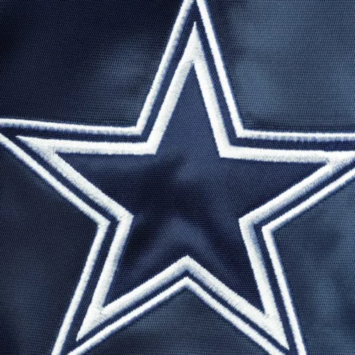 Dallas Cowboys The Enforcer Satin Navy/Gray Varsity Jacket - Image 3