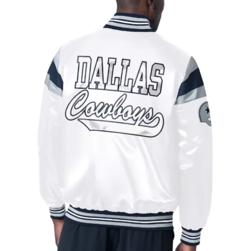 Alternative view of Dallas Cowboys Full-Snap Satin White Varsity Jacket