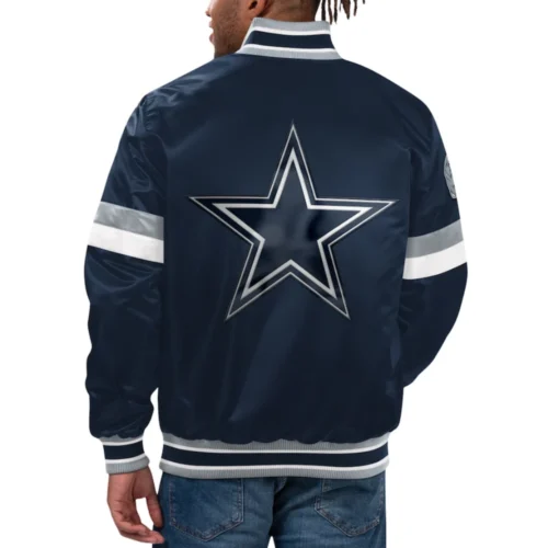 Alternative view of Dallas Cowboys Home Game Full-Snap Satin Navy Varsity Jacket