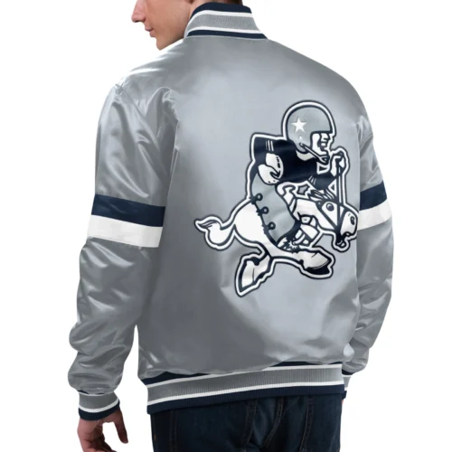 Alternative view of Dallas Cowboys Home Game Satin Gray Varsity Jacket