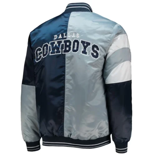 Alternative view of Dallas Cowboys Leader Satin Grey/Navy Varsity Jacket