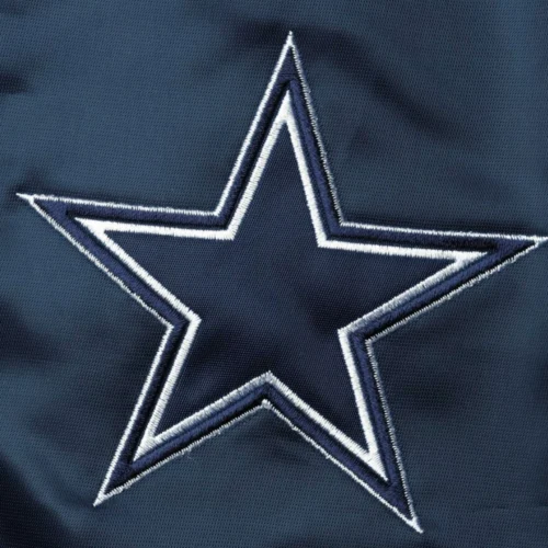Dallas Cowboys Leader Satin Grey/Navy Varsity Jacket - Image 3