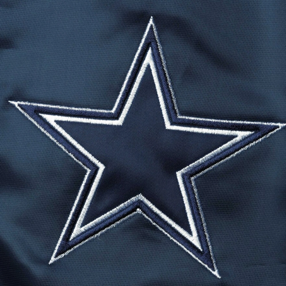 Dallas Cowboys Leader Satin Grey/Navy Varsity Jacket - Image 3
