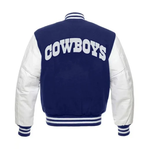 Alternative view of Dallas Cowboys Letterman Wool & Leather  White/Blue Varsity Jacket