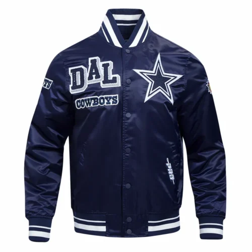 Dallas Cowboys Mashup Full-Snap Satin Navy Varsity Jacket