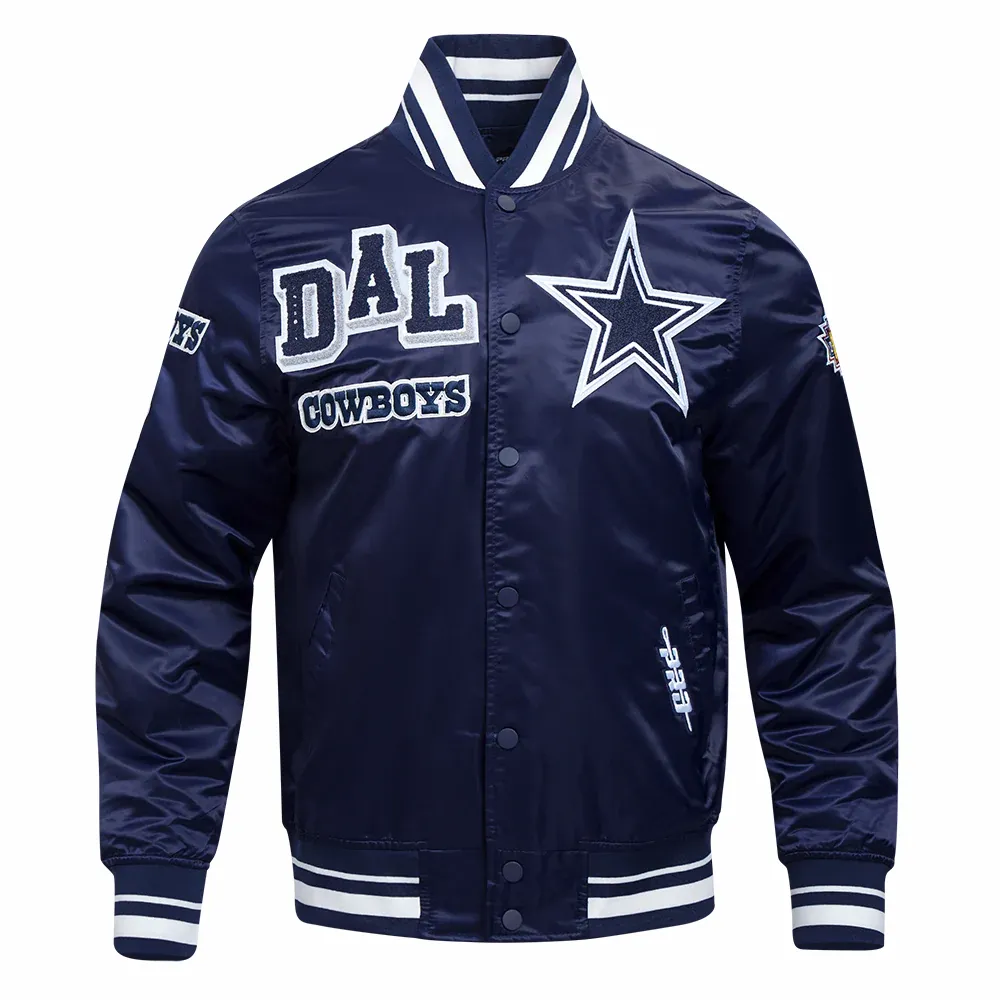 Dallas Cowboys Mashup Full-Snap Satin Navy Varsity Jacket