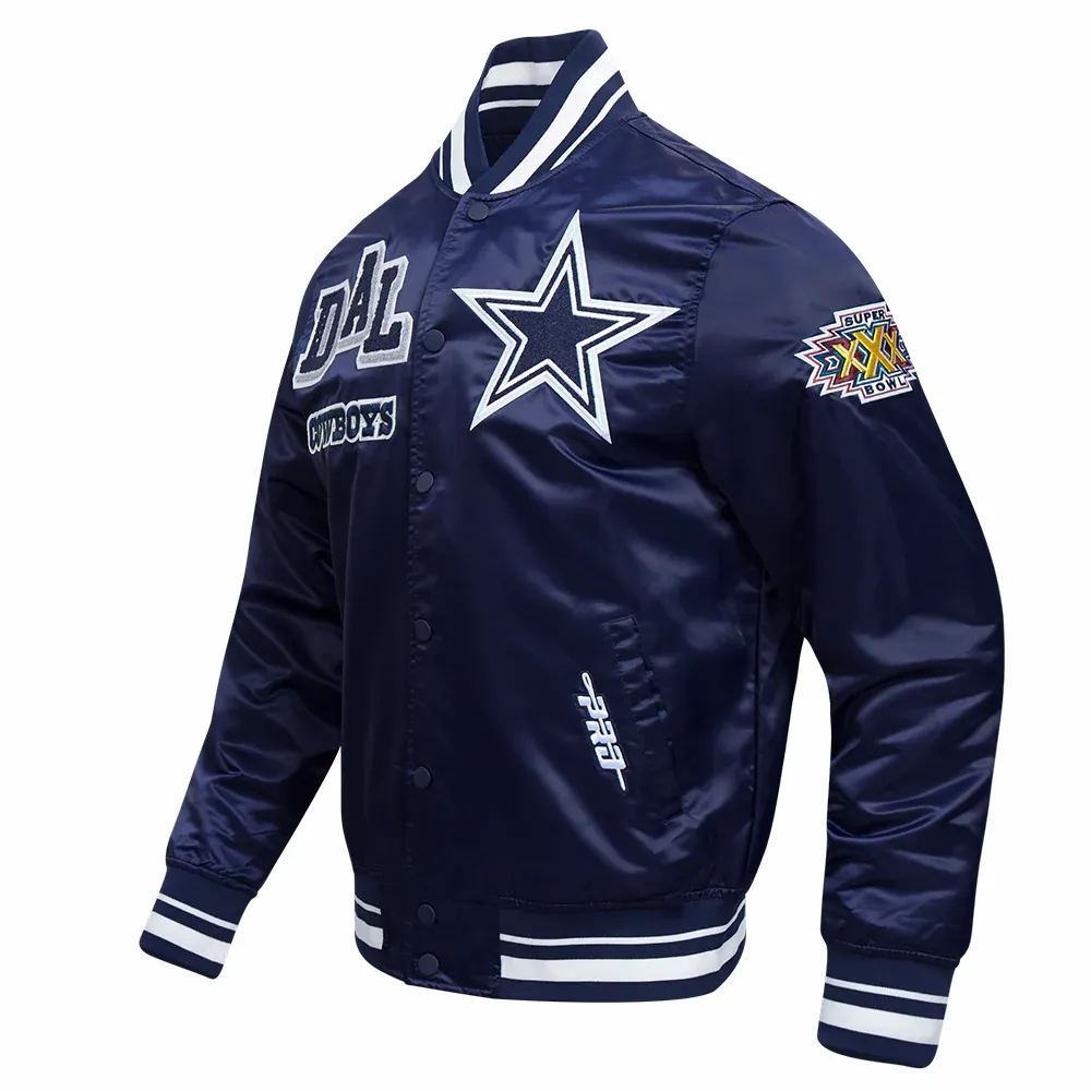 Dallas Cowboys Mashup Full-Snap Satin Navy Varsity Jacket - Image 2