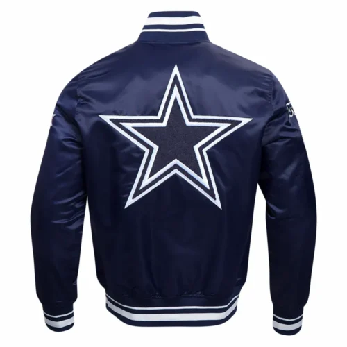 Dallas Cowboys Mashup Full-Snap Satin Navy Varsity Jacket - Image 4