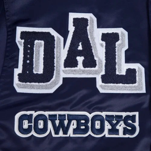 Dallas Cowboys Mashup Full-Snap Satin Navy Varsity Jacket - Image 5