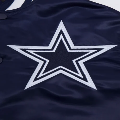 Dallas Cowboys Mashup Full-Snap Satin Navy Varsity Jacket - Image 6